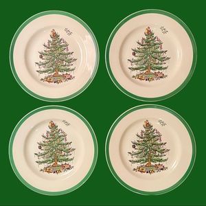 ❌SOLD❌(4) Salad Plates - Spode Christmas Tree NIB
